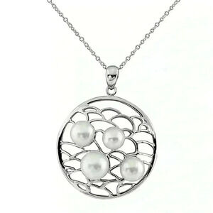 Splendid Pearls Rhodium Plated 925 Sterling Silver 6-9mm Pearl Necklace
